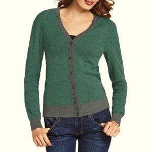 Cabi Green and Gray Dot Sweater Cardigan size Small